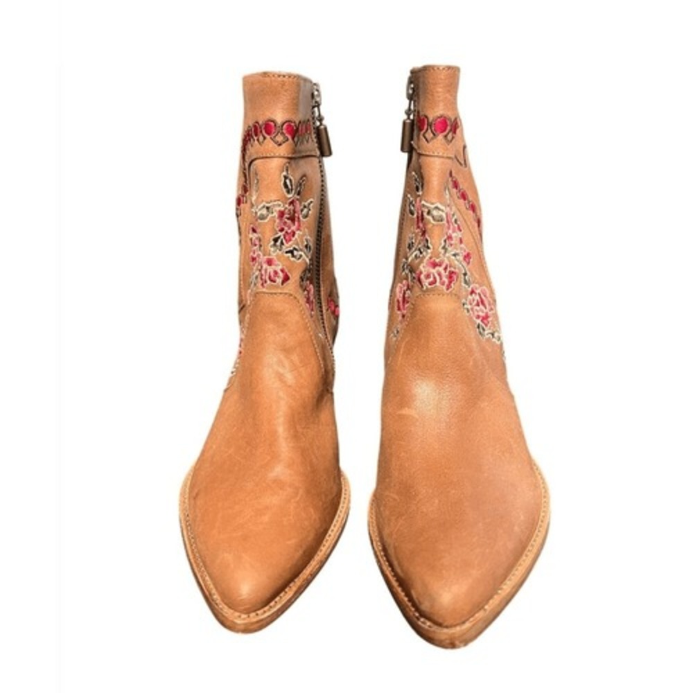 Anthropologie Marco Delli Embroidered Leather Western Boot Size 36 Floral Cowboy - Picture 5 of 14